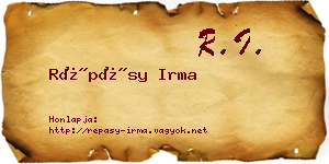 Répásy Irma névjegykártya